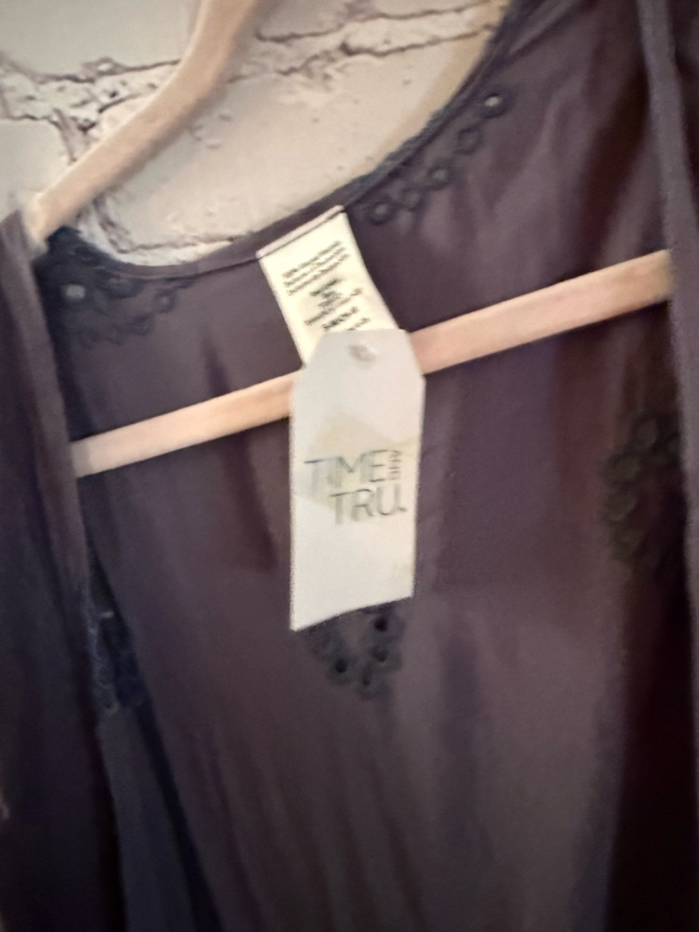Time and Tru Gray/Blueish Eyelet Long Cardigan - Picture 5 of 7